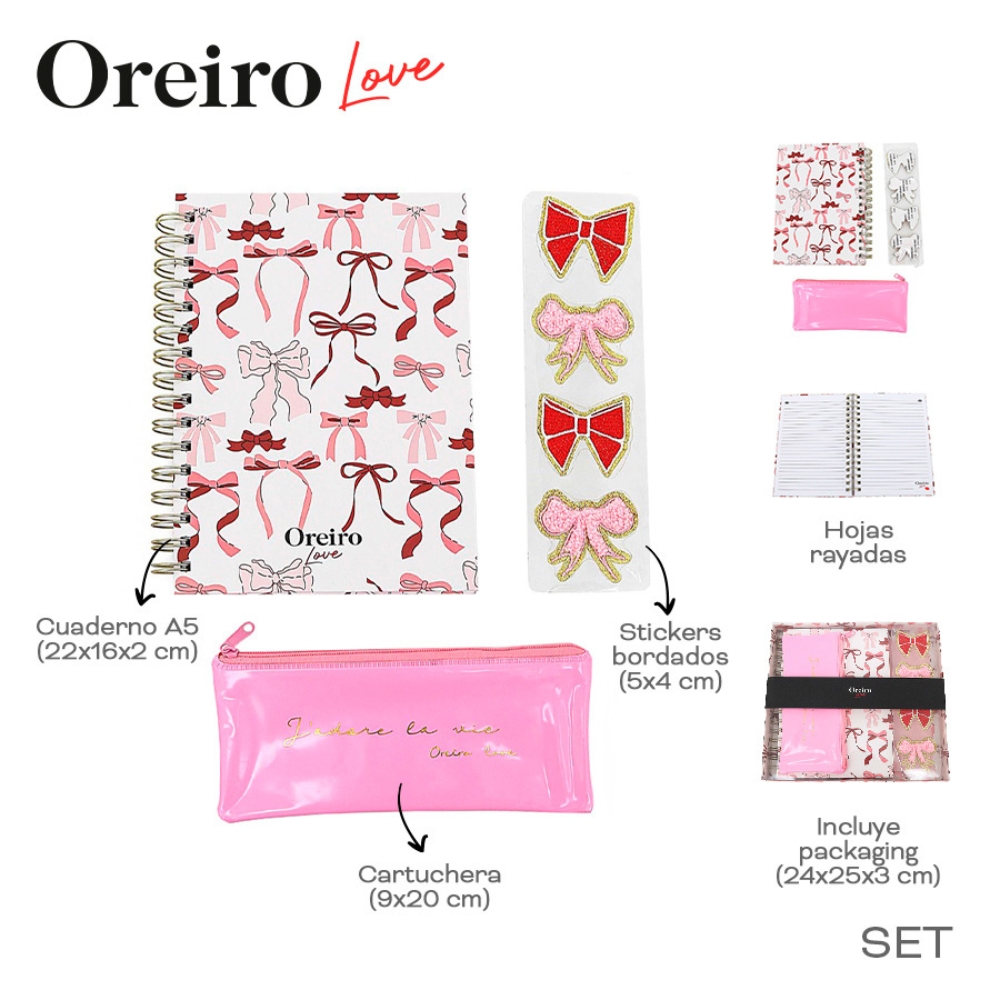 SET CUADERNO A5 C/CARTUCHERA Y STICKER OREIRO ART 31480 DAO