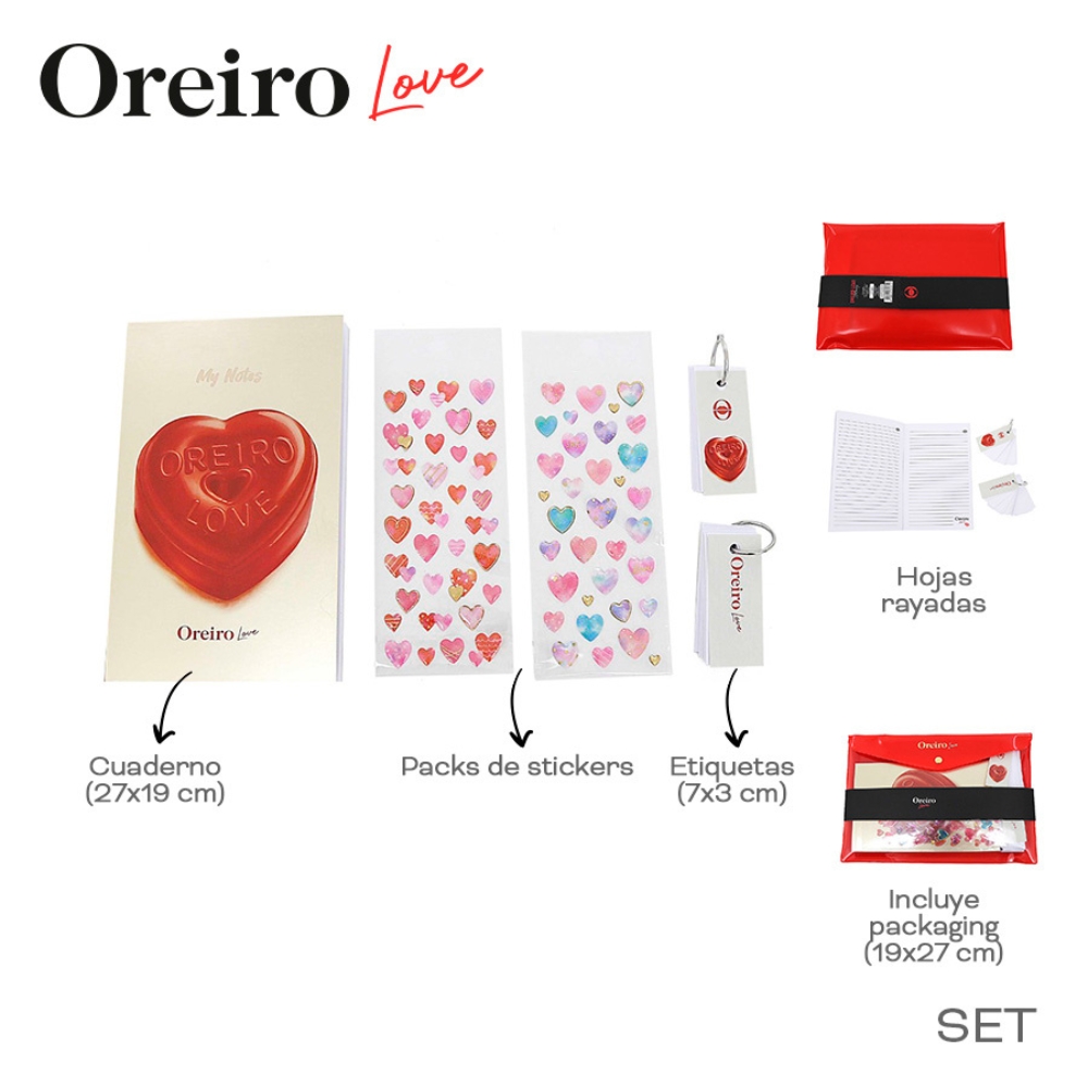 SET CUADERNO A5 + STICKER Y ETIQUETA OREIRO ART 31481 DAO
