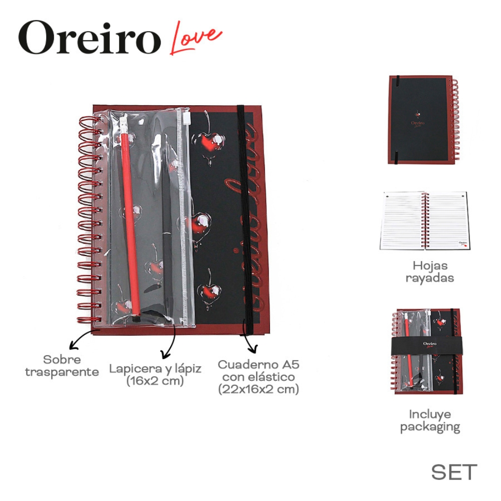SET CUADERNO A5 + LAPIZ Y LAPICERA OREIRO ART 32250 DAO