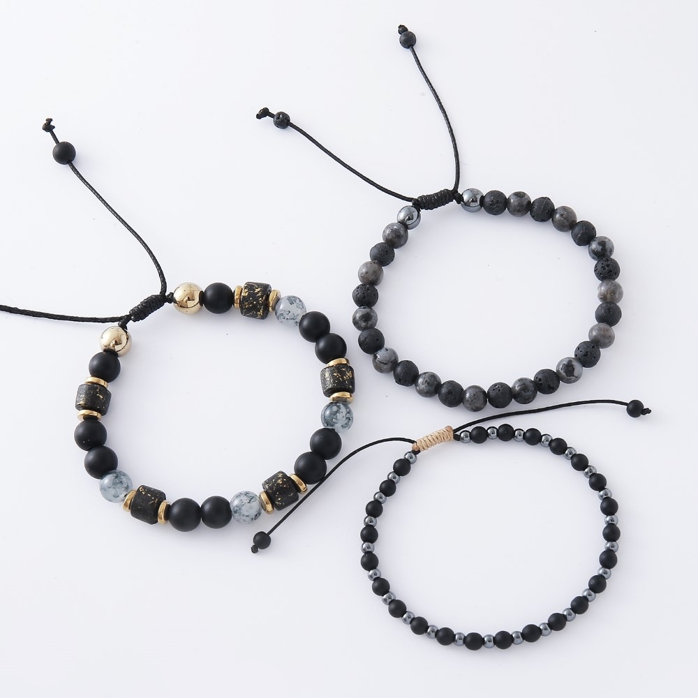 PULSERA HOMBRE REG C/PIEDRAS SET X3 Ø 7CM ART 55022  DAO