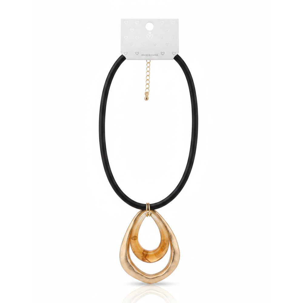 COLLAR NEGRO C/DIJE DORADO ART 55153 DAO