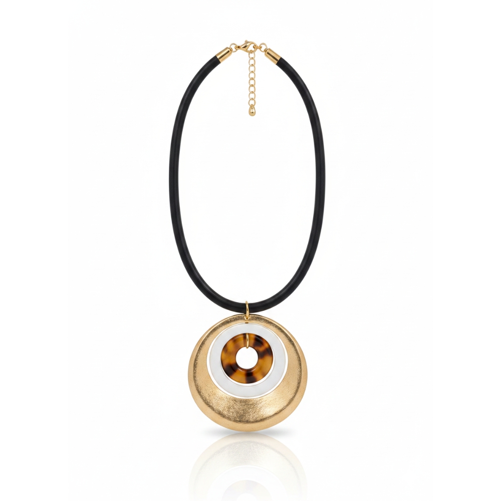 COLLAR NEGRO C/DIJE DORADO ART 55154 DAO