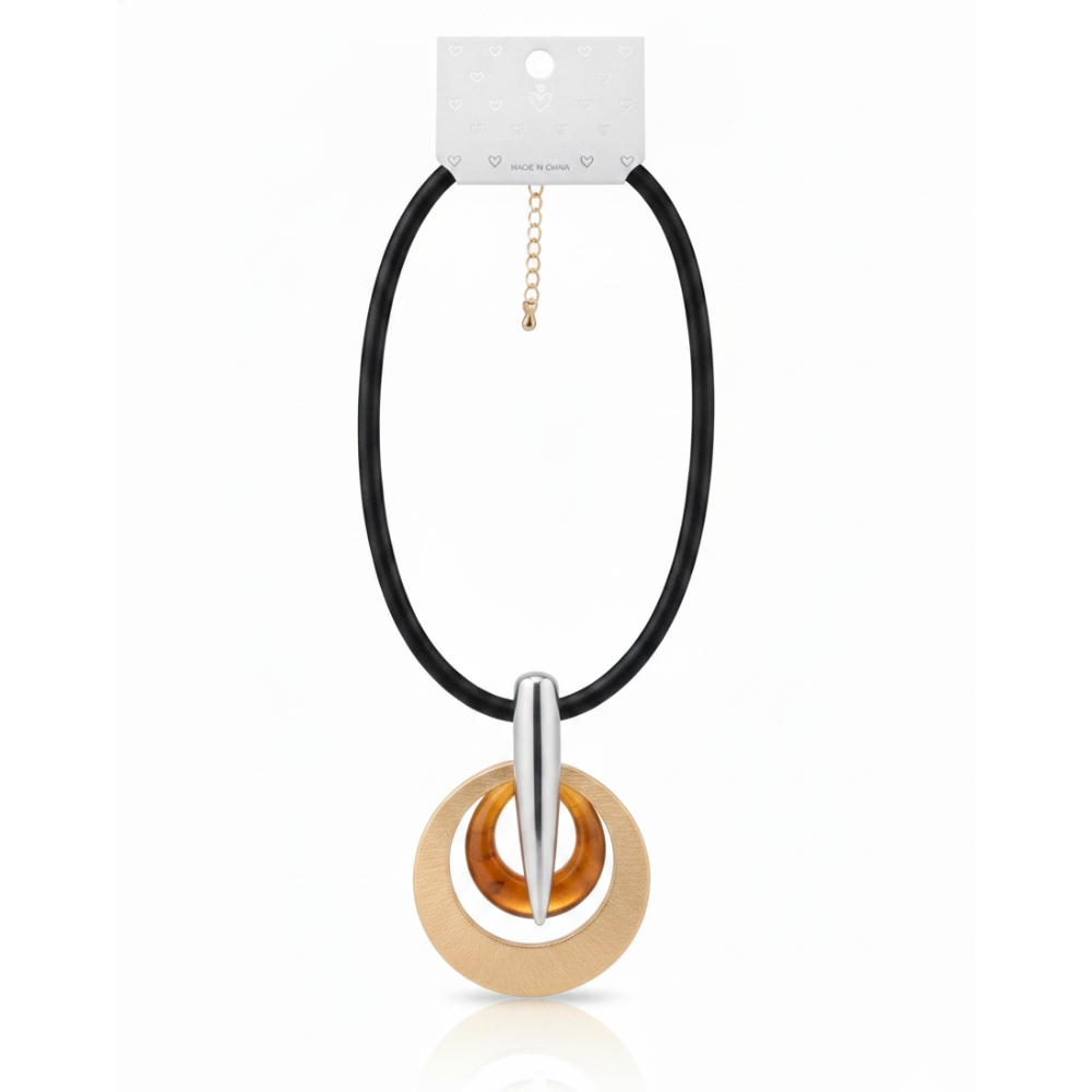 COLLAR NEGRO C/DIJE DORADO ART 55155 DAO