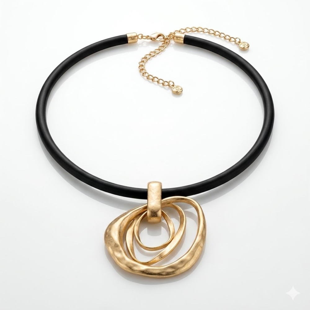 COLLAR DIJE DORADO COLLAR NEGRO ART 55156 DAO