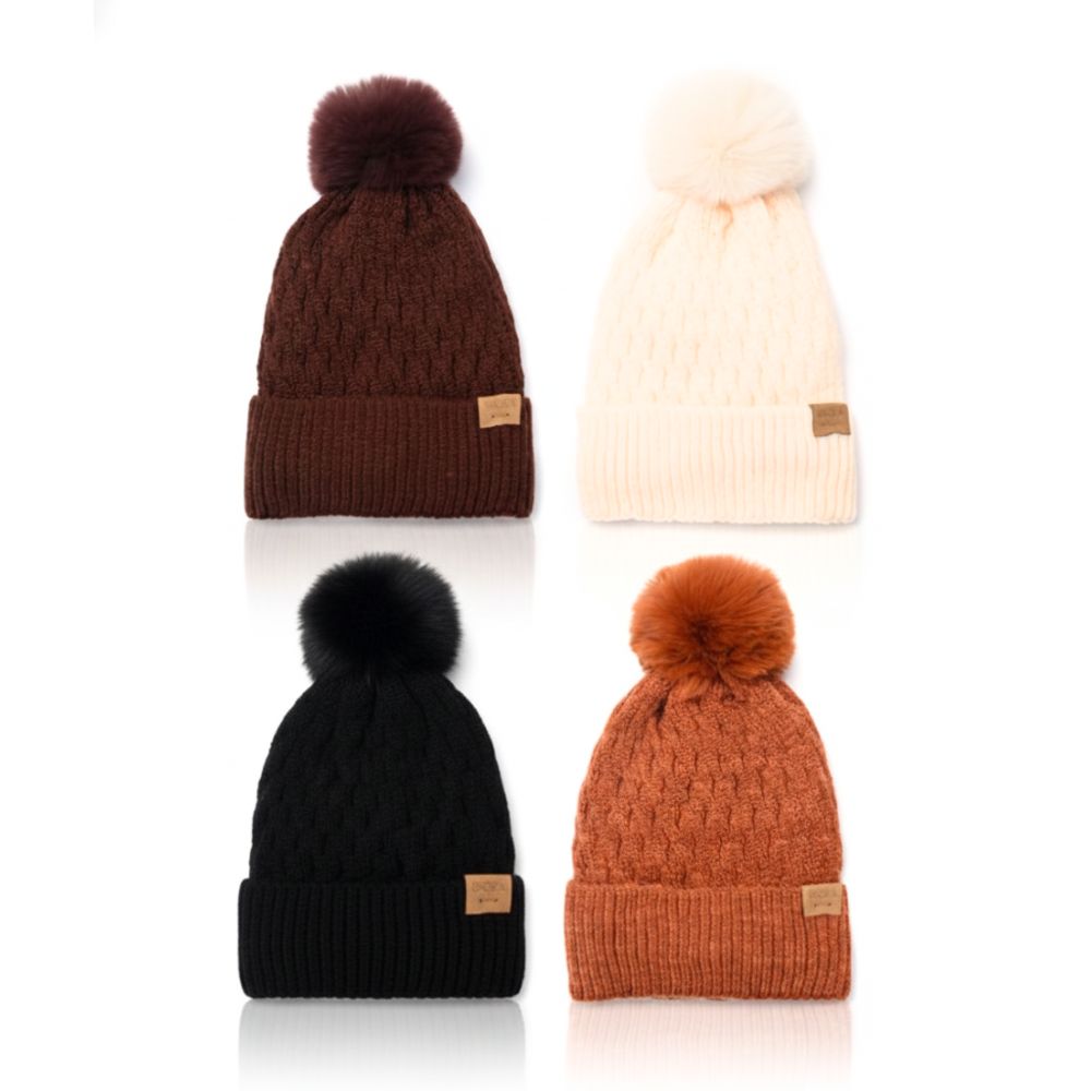 GORRO TEJIDO MUJER C/POMPON INT PIEL 43782 DAO