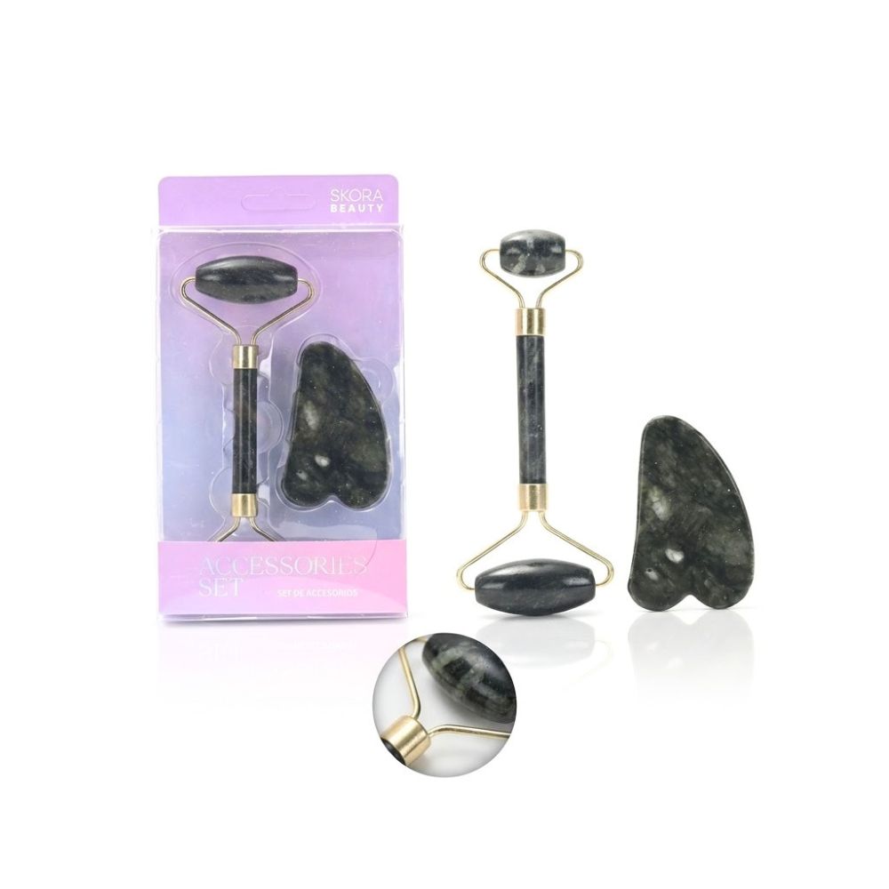RODILLO MASAJEADOR JADE Y PIEDRA GUA SHA ART 44044 DAO