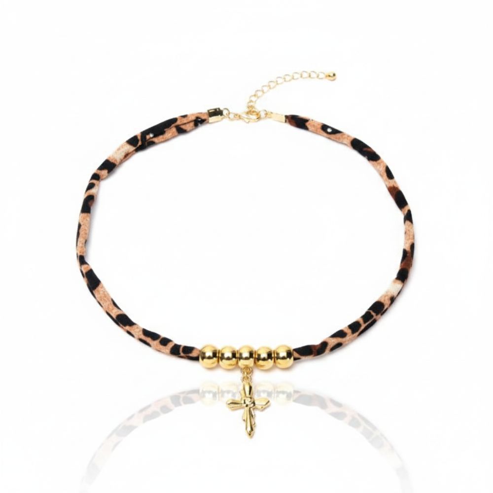 COLLAR TELA CON DIJE CRUZ ART 44579 DAO