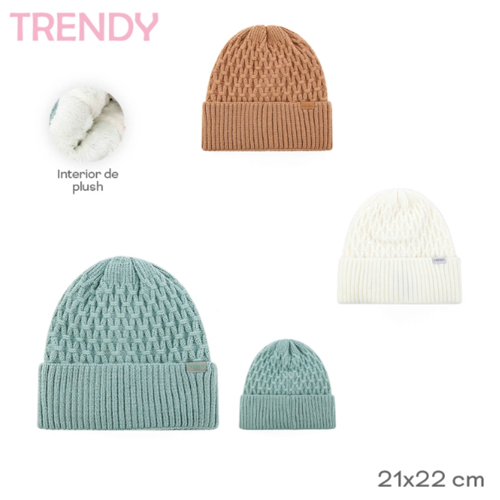 GORRO TEJIDO C/ INTERIOR PLUSH TRENDY ART 31085 DAO