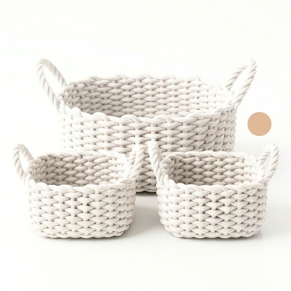 SET DE 3 CANASTOS ALGODON TRENZADO ART CA6154 DAO