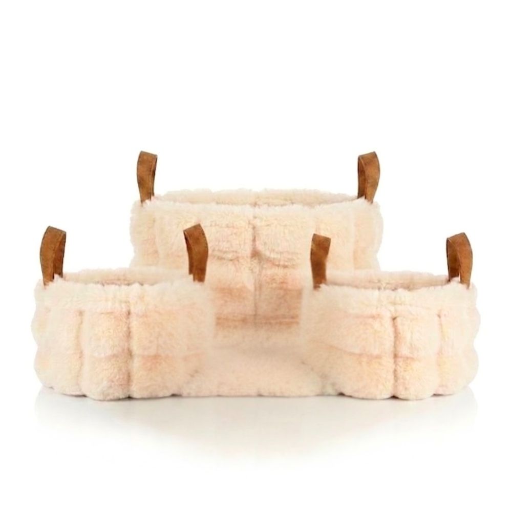 SET DE 3 CANASTOS CUAD C/MANIJA PU ART CA6805 DAO