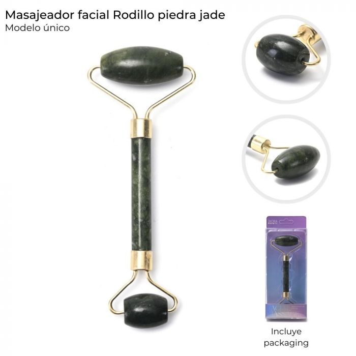 MASAJEADOR FACIAL RODILLO PIEDRA JADE ART 38860 DAO