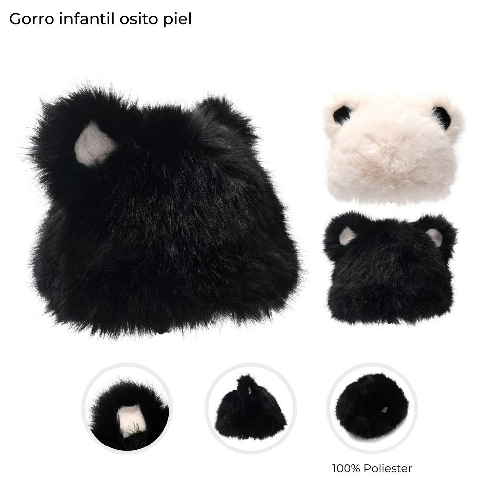 GORRO PILUSO INFANTIL OSITO C/PIEL SKORA 43790 CAO
