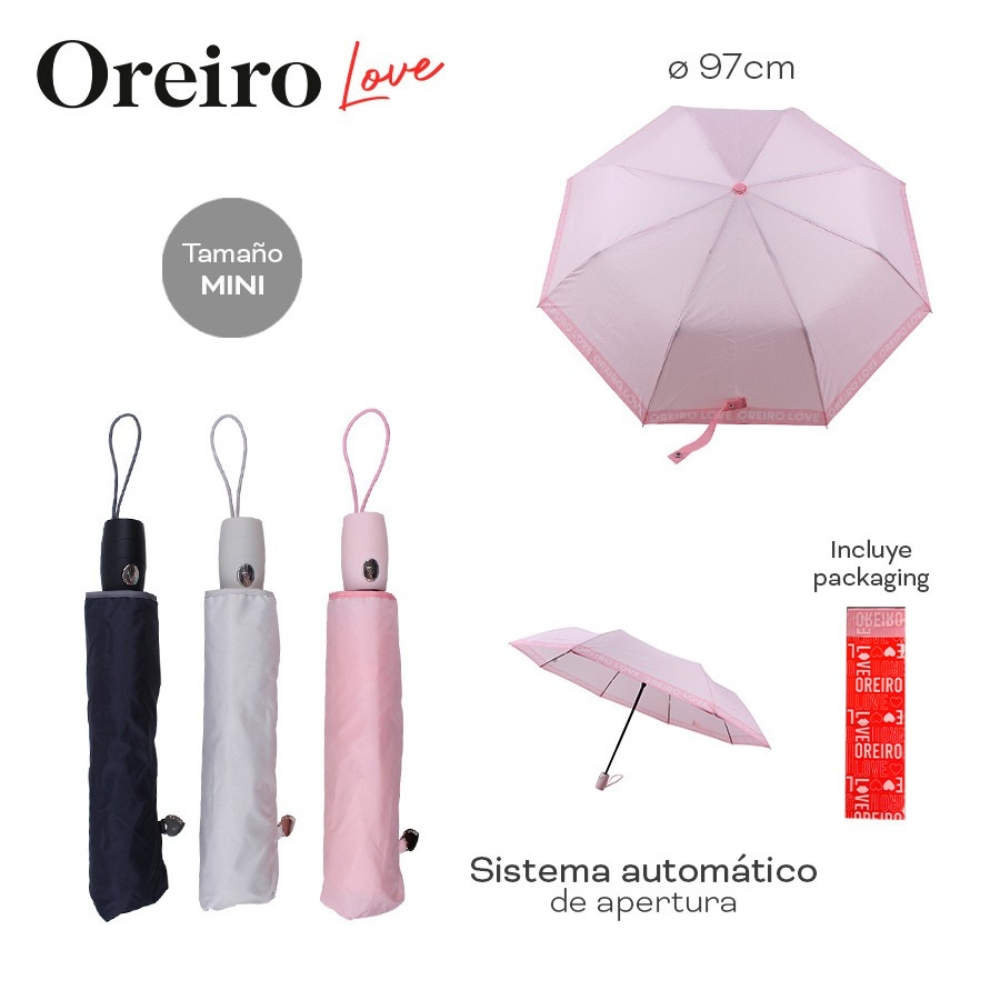 PARAGUAS OREIRO LOVE ROSA/HUESO/NEGRO ART 28989 EAO