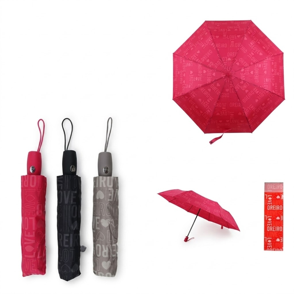 PARAGUAS OREIRO LOVE ROJO/NEGRO/HUESO ART 28994 EAO