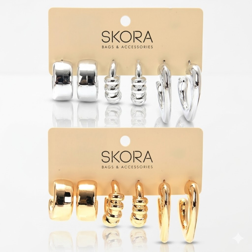 SET DE AROS ARGOLLA X3 UND GOLDEN / SILVER ART 44479 DAO