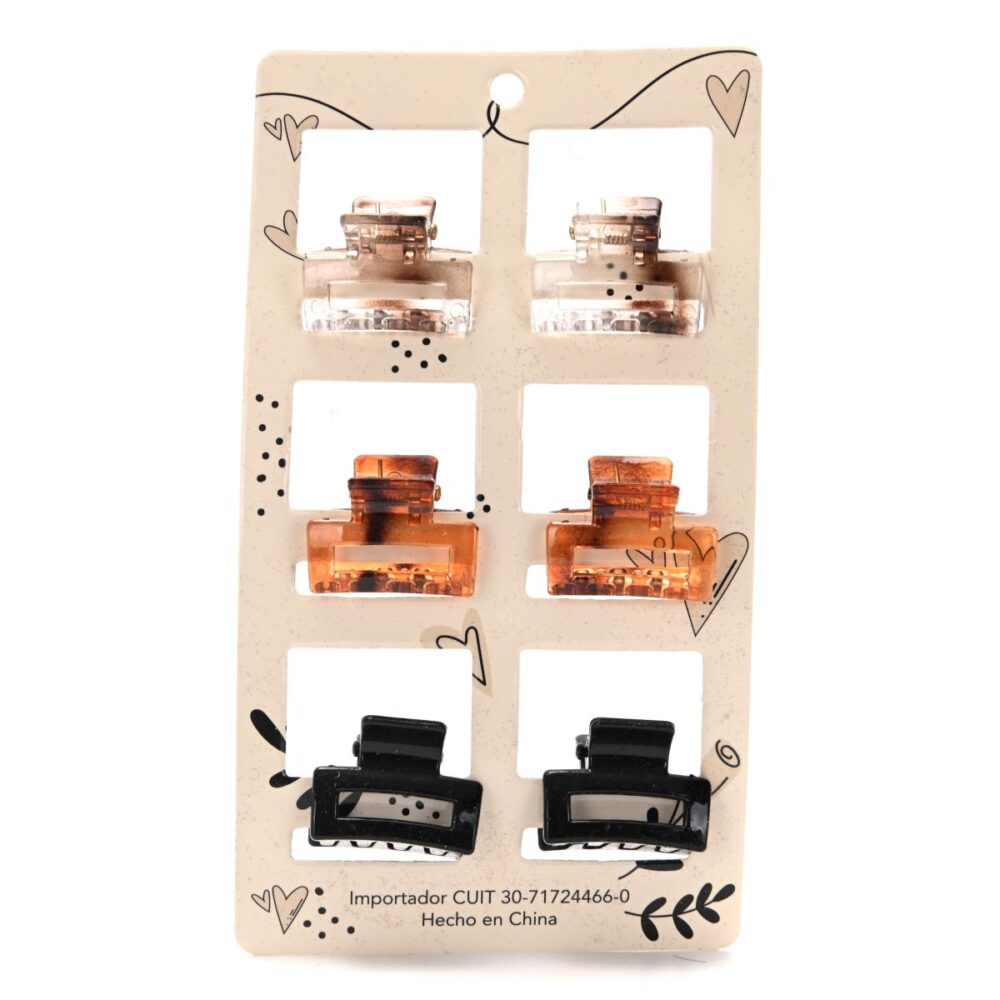 BROCHES DE PELO NEGROS/CAREY X6 PL-1630-18 CAO