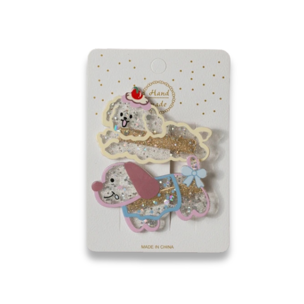 SET HEBILLAS ACRILICO PERRO C/ GLITTER ART 25100608 DAO