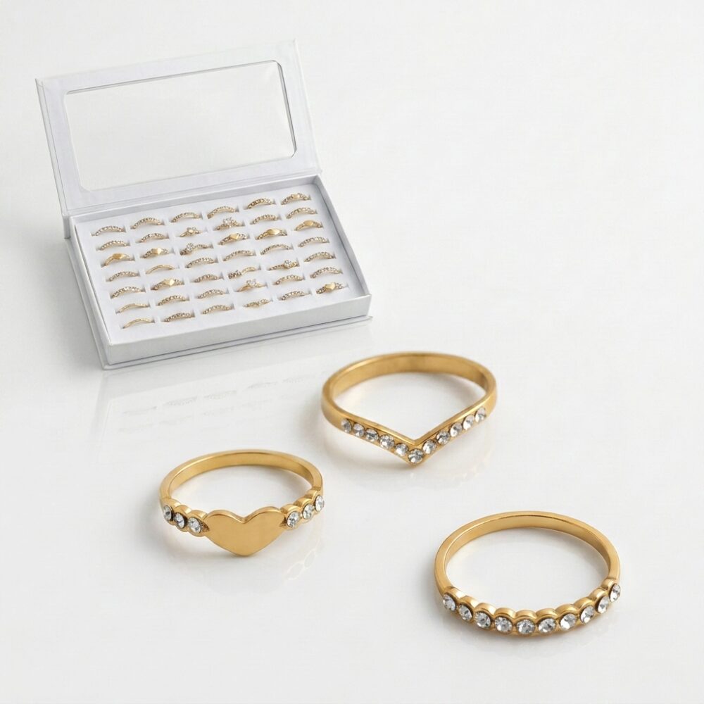 ANILLO ACERO DORADO C/STRASS ART AN2002D FAO