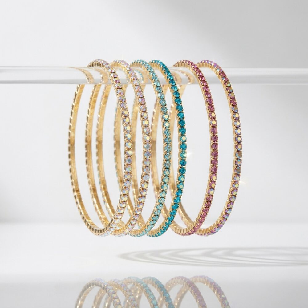 PULSERA FANTASIA DORADO ELASTICA C/STRASS APU213D FAO