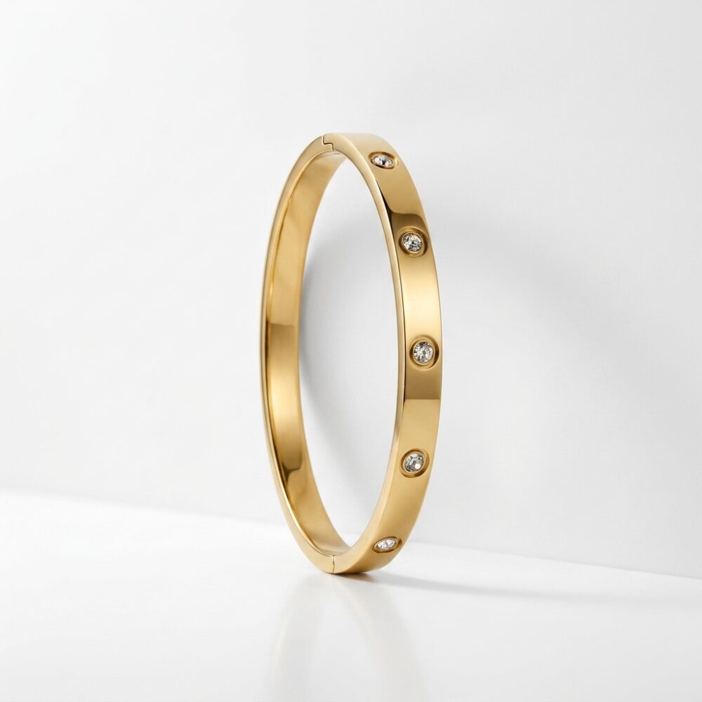 PULSERA RIGIDA ACERO DORADO C/CIERRE INTERNO APUL28D GAO