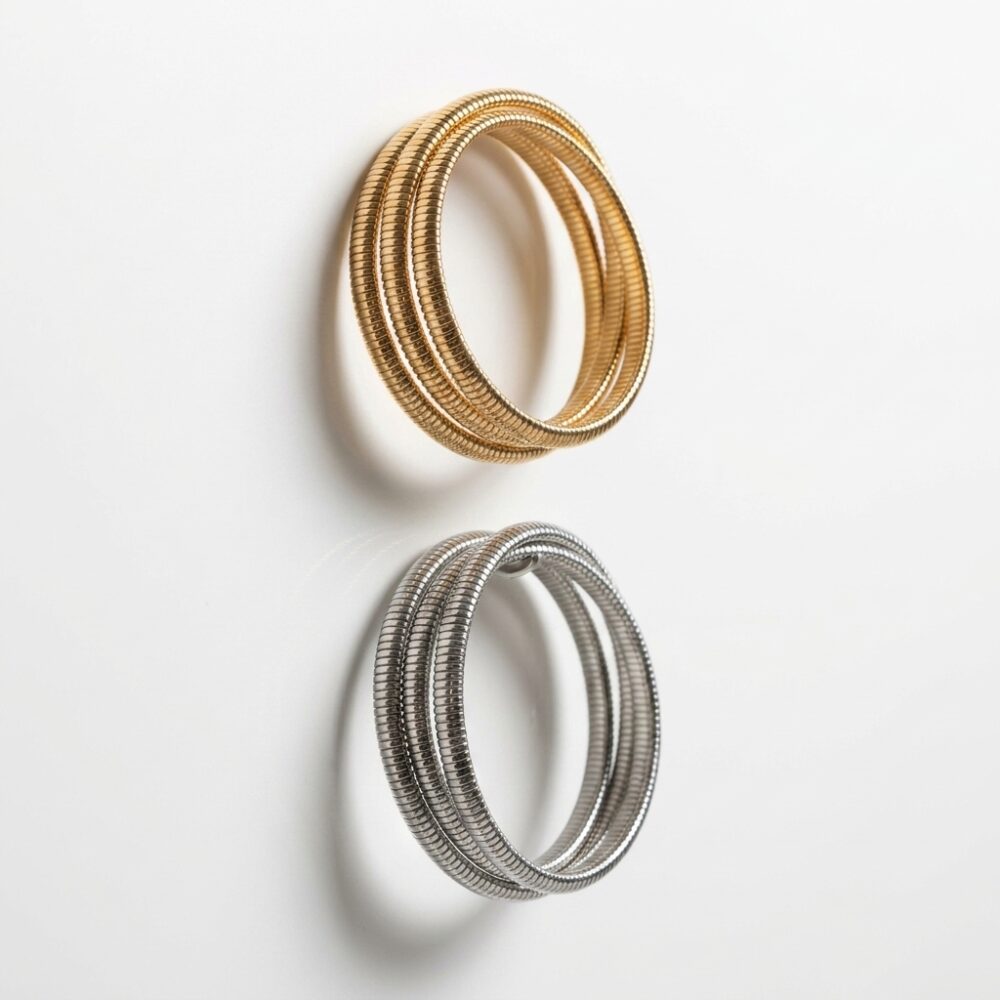 PULSERA FANTASIA DORADO PLATEADO TRIPLE GRUESA APU206 FAO