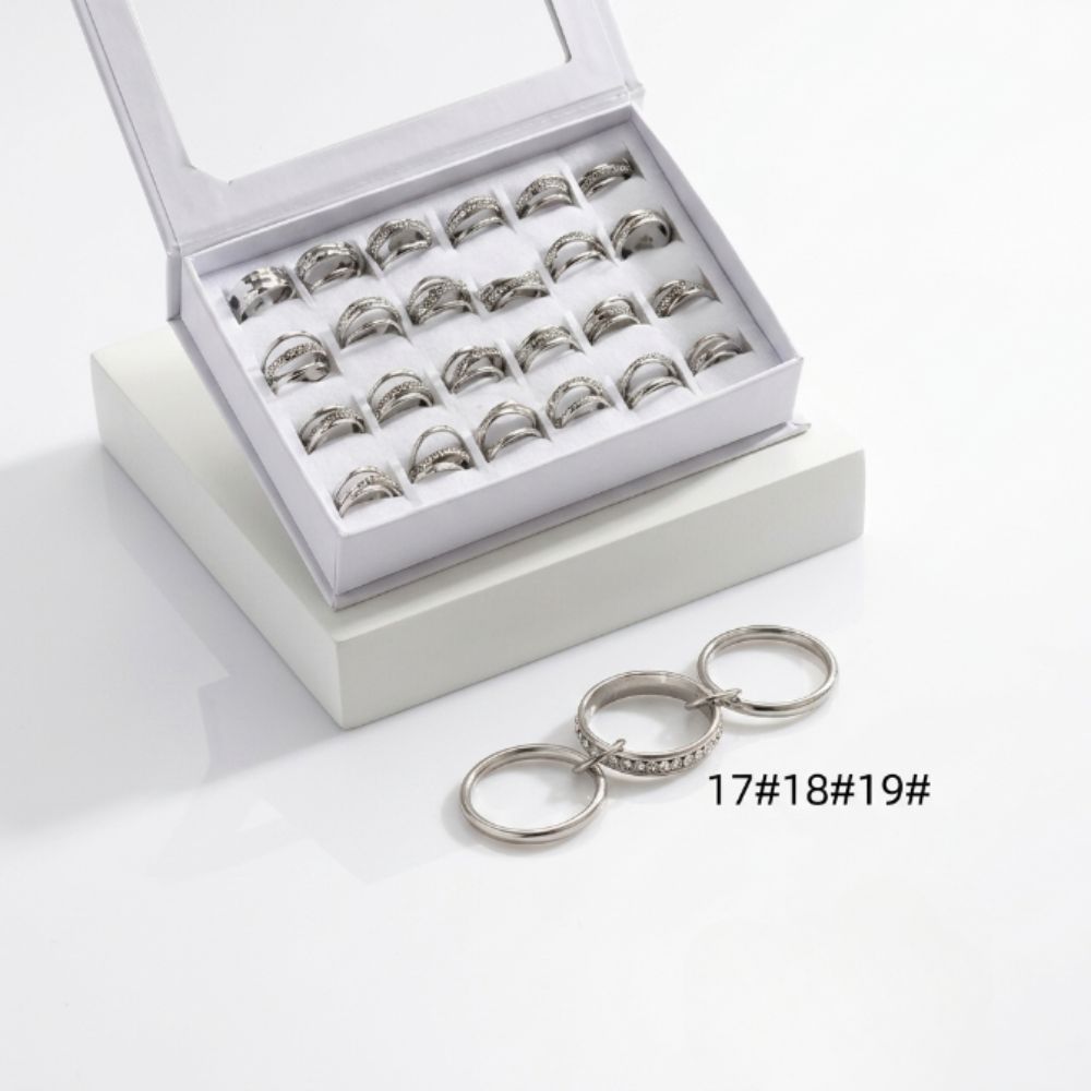 ANILLO ACERO TRIPLE ENTRELAZADO STRASS AN2193 FAO