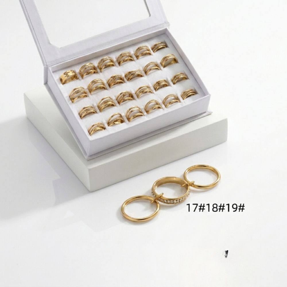 ANILLO ACERO DRD TRIPLE ENTRELAZADO STRASS AN2193D FAO
