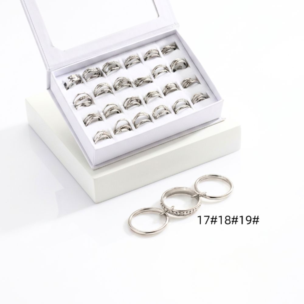 ANILLO ACERO BCO TRIPLE ENTRELAZADO STRASS AN2193P FAO