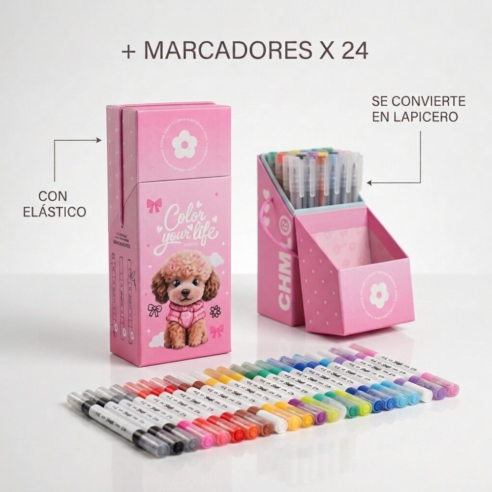 SET ESCRITORIO + MARCADORES 24 POODLE ART ST160 GAO