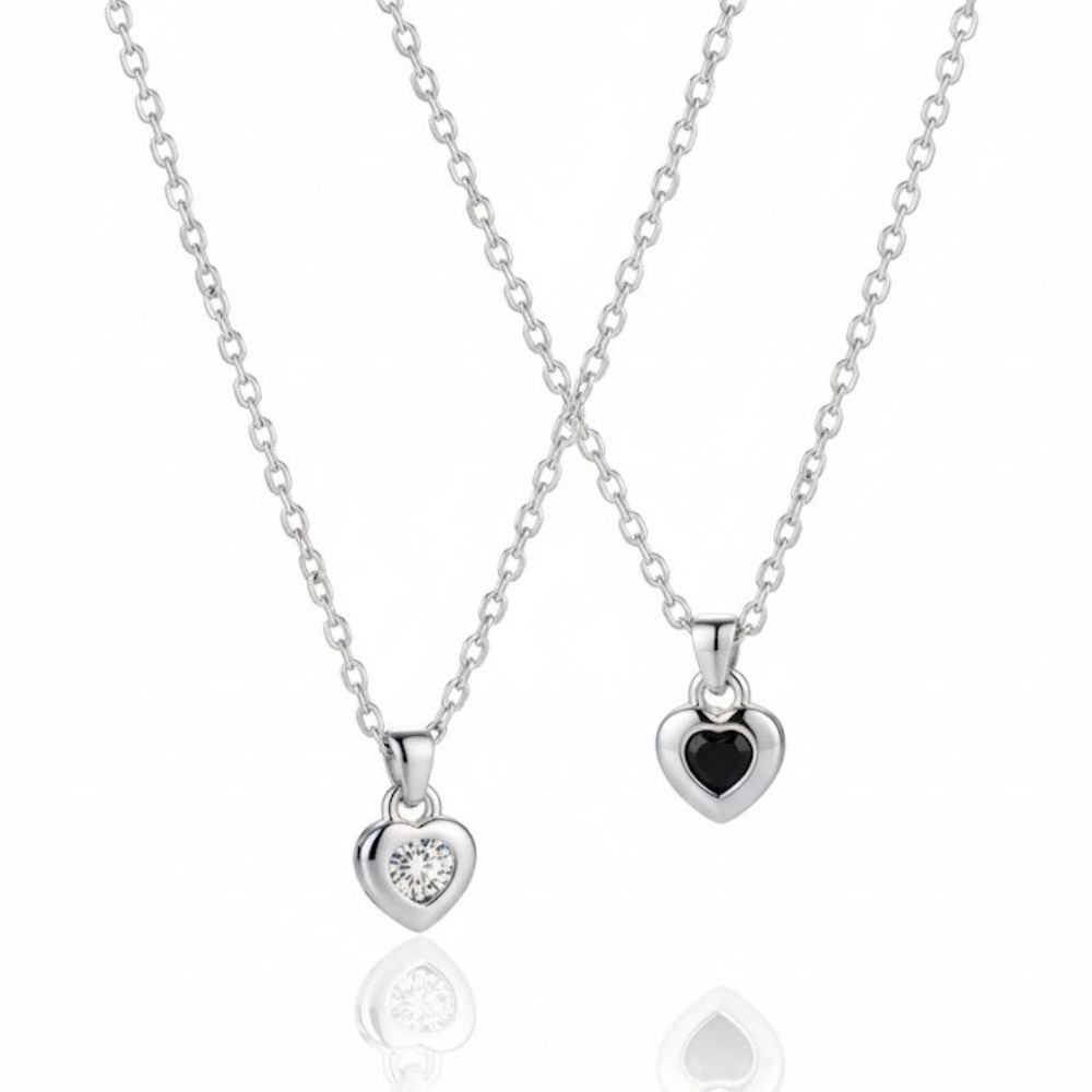 CADENA ACERO BLANCO DIJE BRONCE CORAZON STRASS ACADI382P GAO