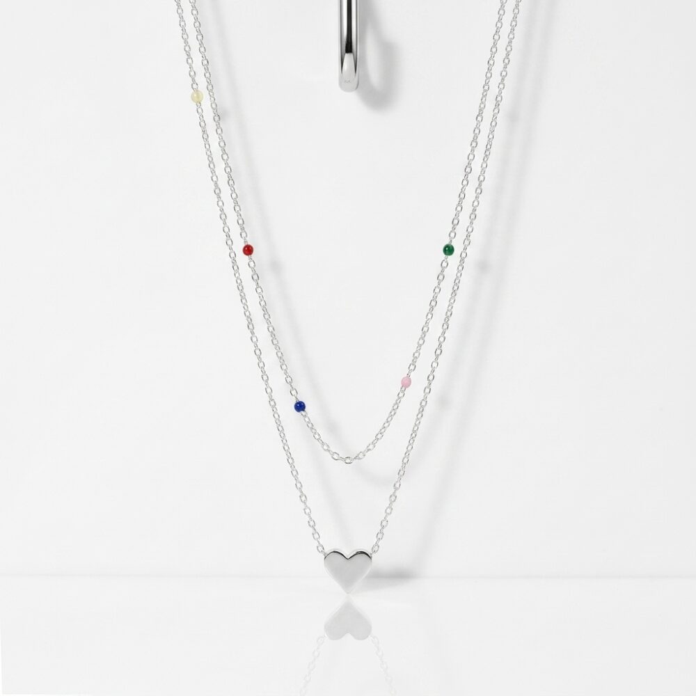 CADENA ACERO BLANCO DOBLE C/DIJE CORAZON APUDI615P GAO