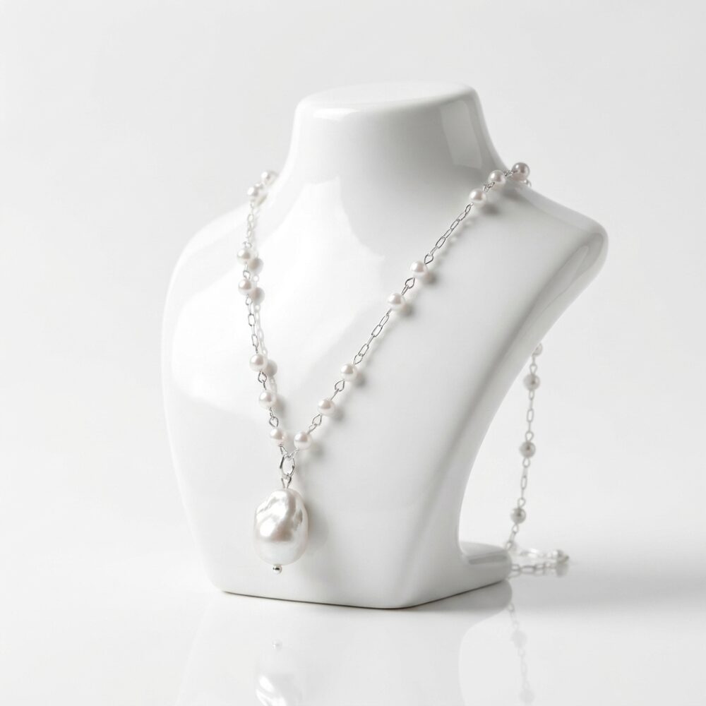 CADENA ACERO BLANCO DELICADA CON DIJE DE PERLA ACADI664P GAO