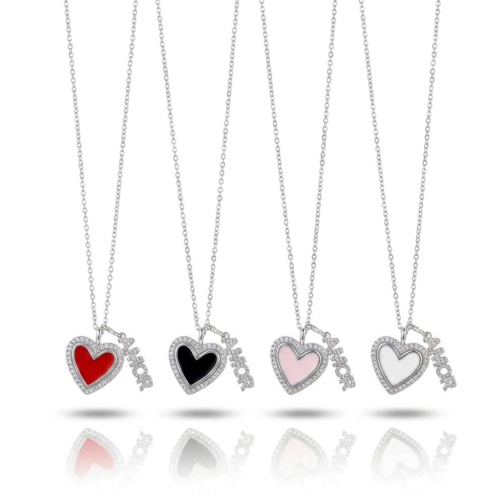 CADENA ACERO BCO DIJES BRONCE CORAZON Y FRASE BZCADI299P GAO