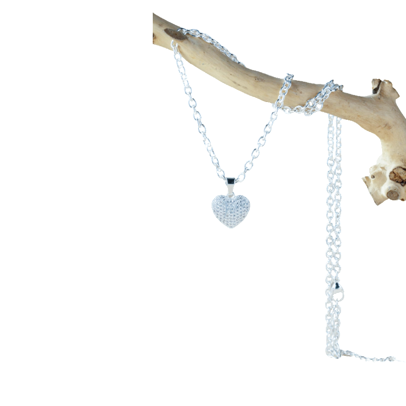 CADENA ACERO BLNCO DIJE BRONCE CORAZON MICRO BZCADI356P GAO