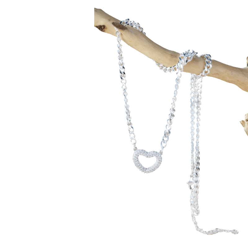 CADENA ACERO BLANCO DIJE BRONCE CORAZON MICRO BZCADI355P GAO