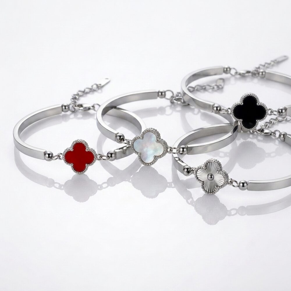 PULSERA ACERO RIGIDA C/FLOR VC COLOR ART APUDI568 GAO