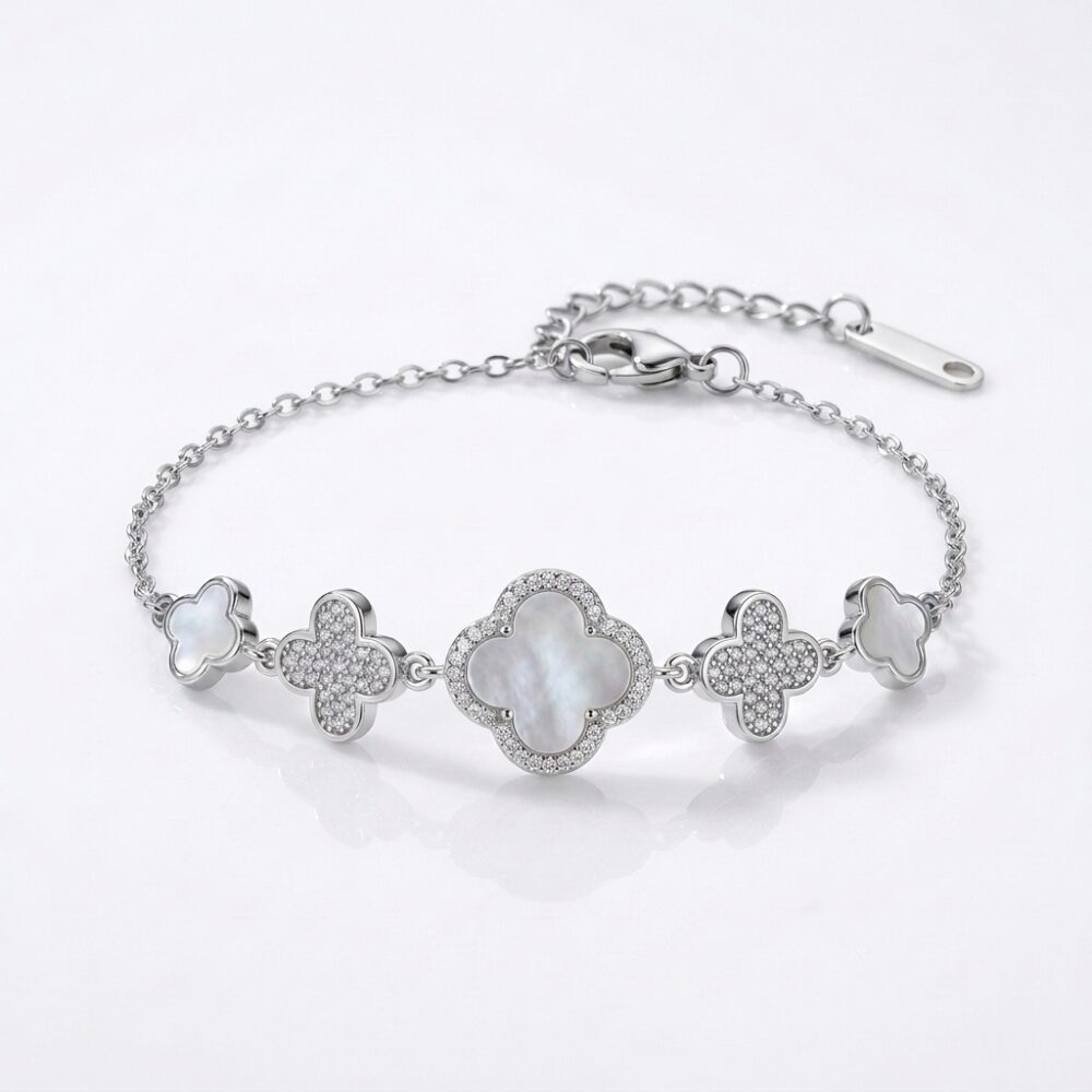 PULSERA BRONCE BAÑO BCO STRASS FLOR VC ART APUDI567P GAO