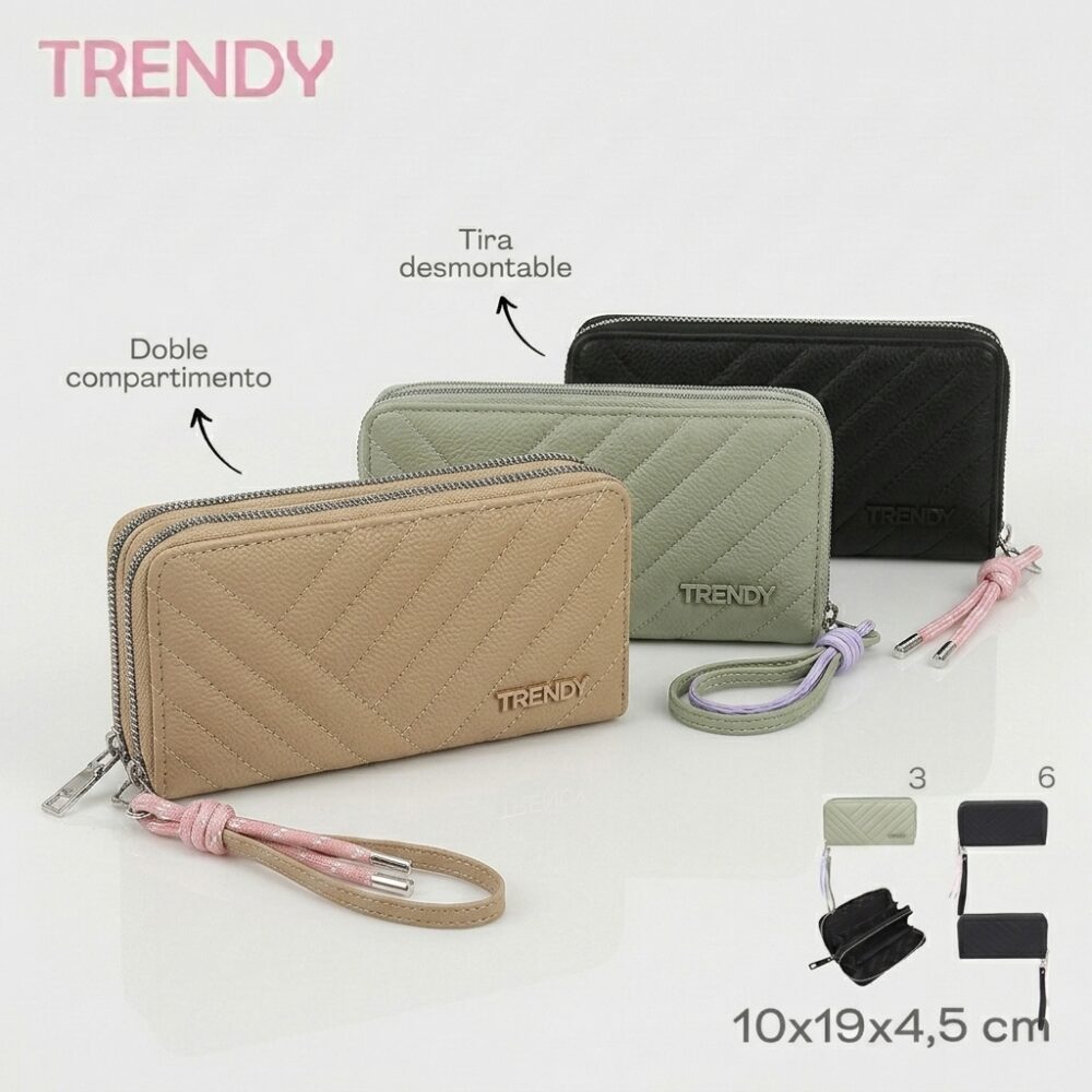 BILLETERA DOBLE TRENDY LINEAS ART 31970 HAO