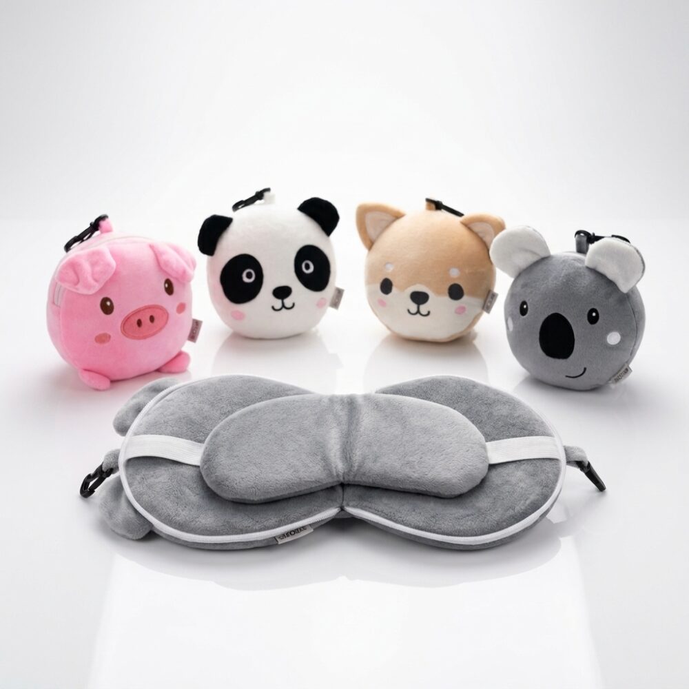 ANTIFAZ Y ALMOHADA 2 EN 1 PLEGABLE ANIMALES ART 48618 IAO