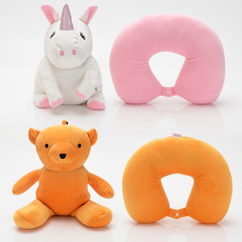 ALMOHADA VIAJE PELUCHE ANIMALES 27x27CM ART 48622 IAO
