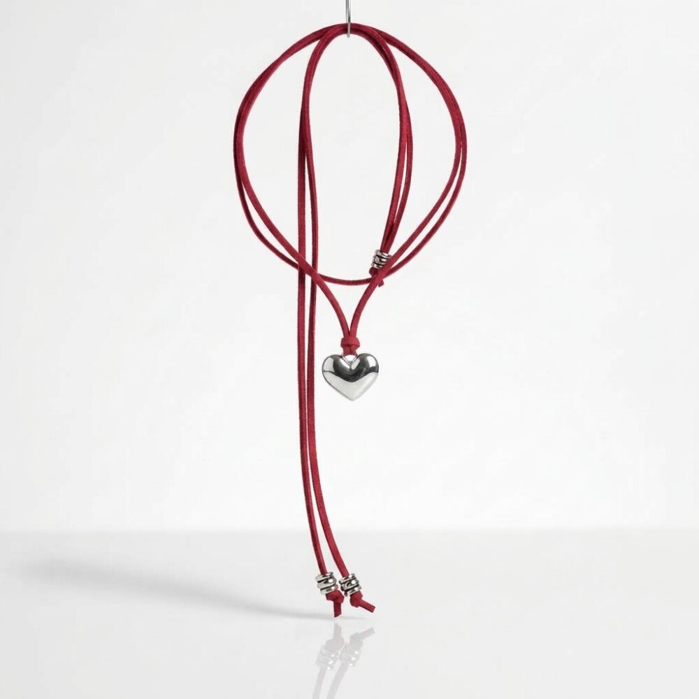 COLLAR DE GAMUZA DIJE CORAZON BP1464  IAO