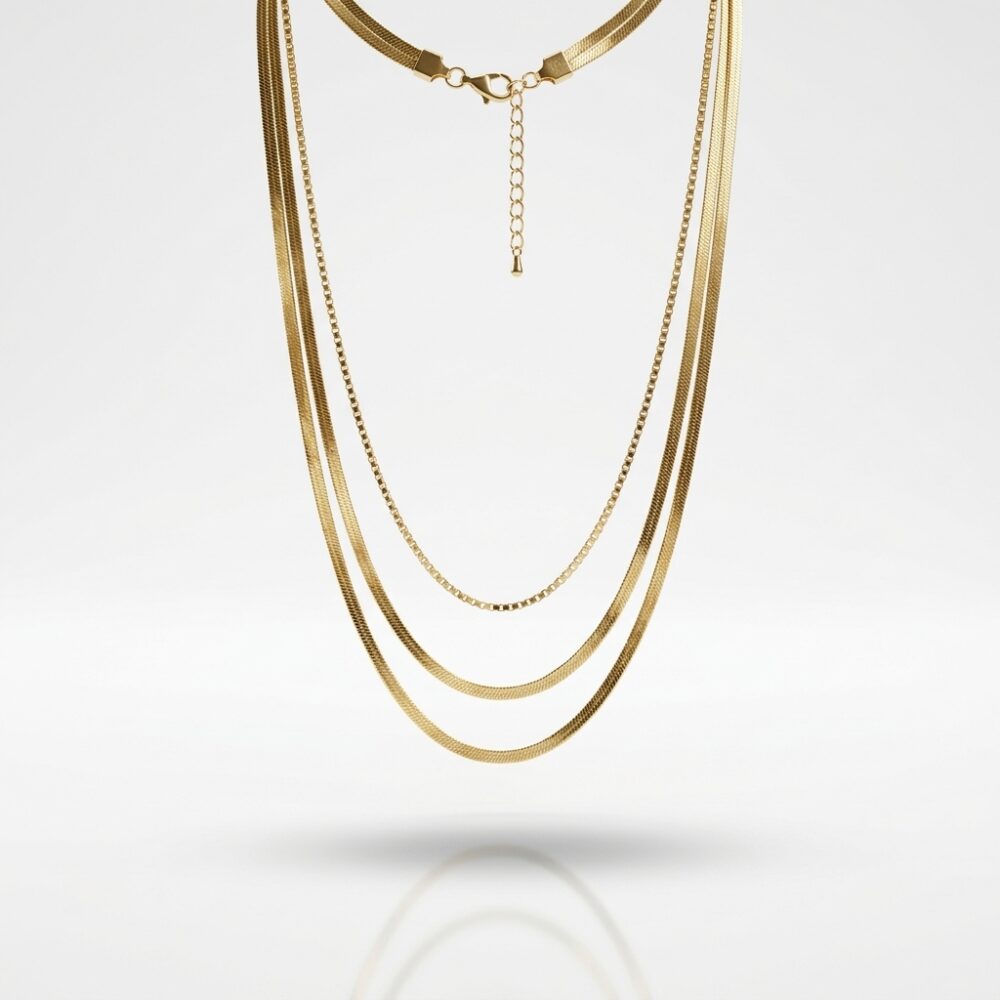 COLLLAR DE CADENA TRIPLE DORADO BP1514 IAO