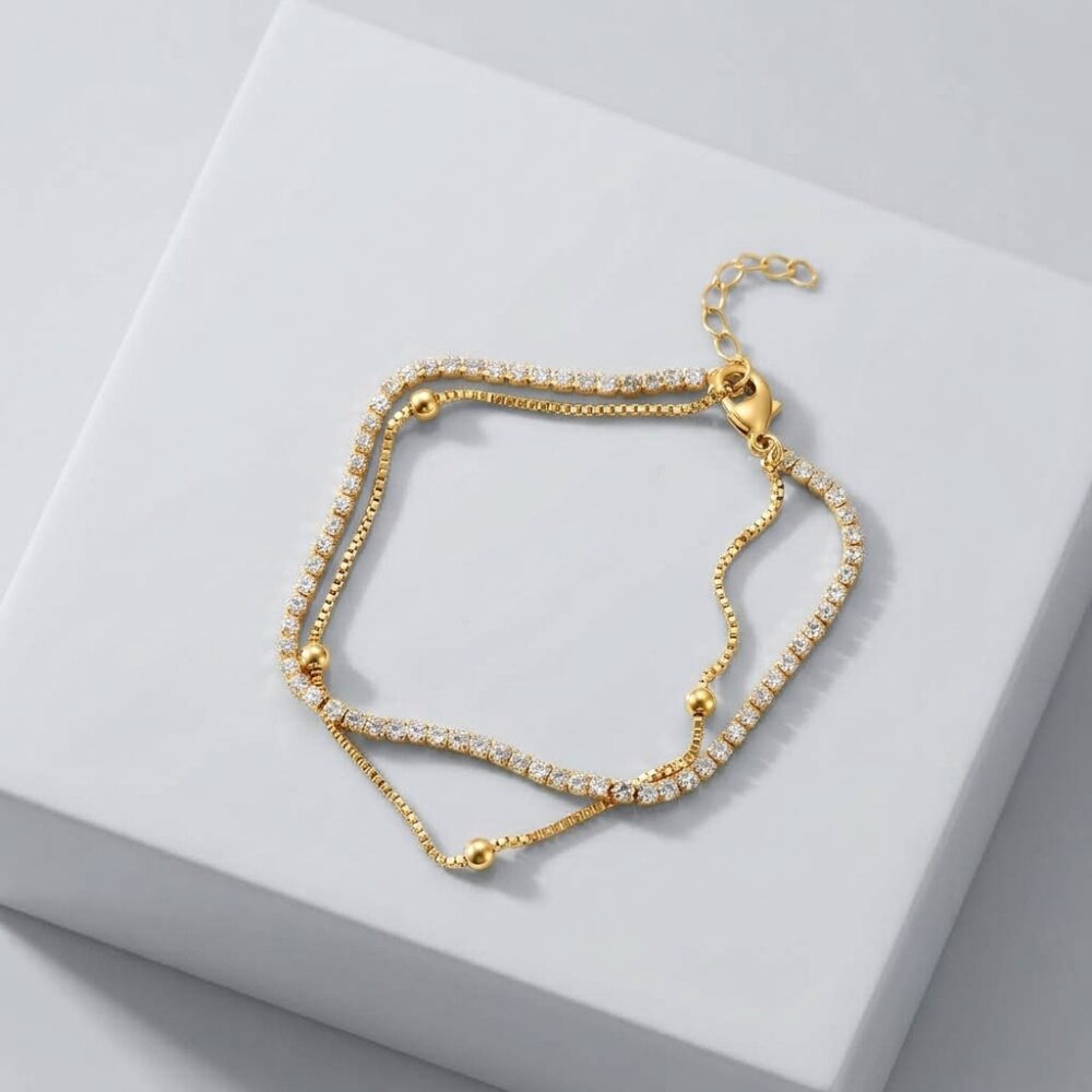 PULSERA ACERO DRD DOBLE CADENA STRASS APU295D IAO