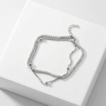 PULSERA ACERO BCO DOBLE CADENA STRASS APU295P IAO