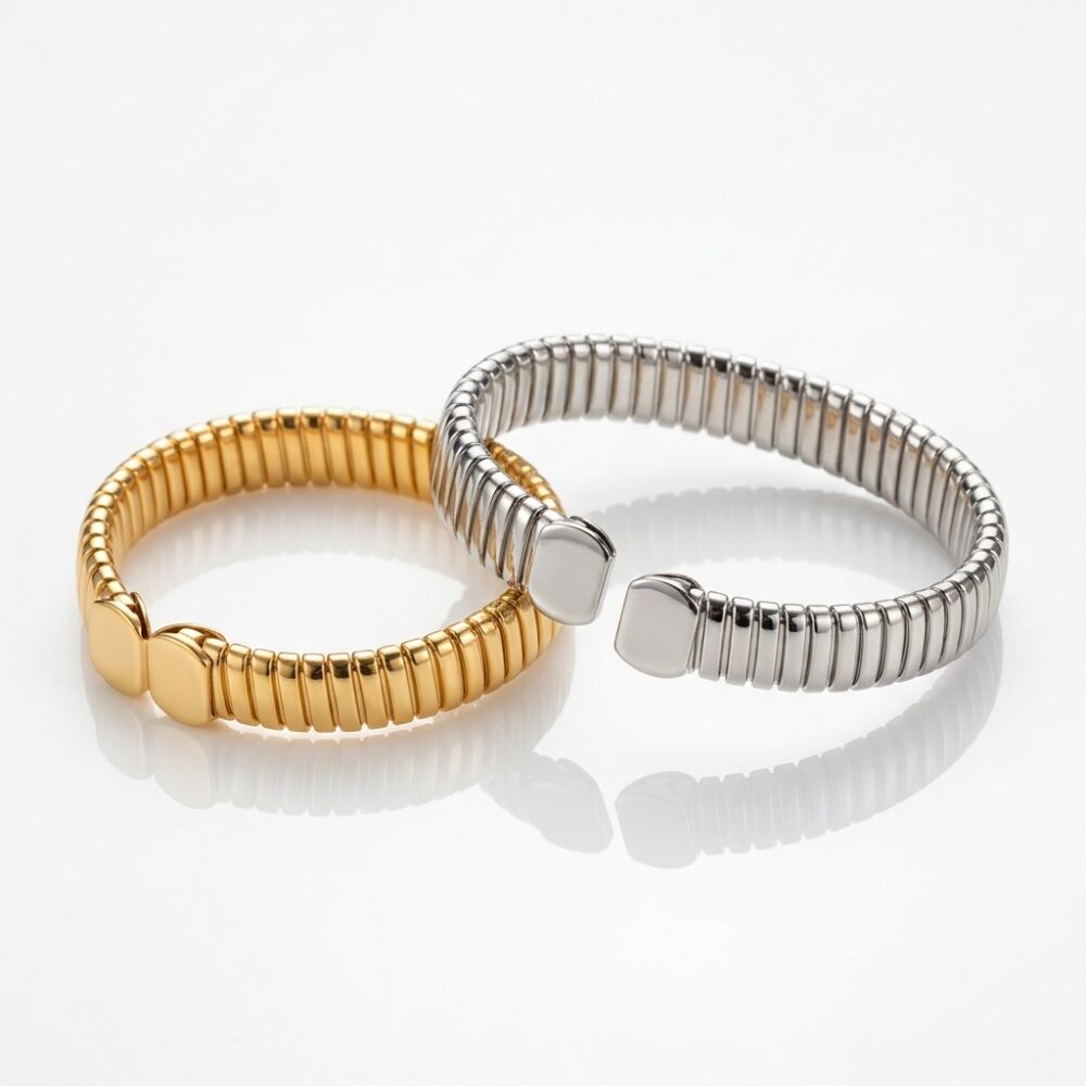 PULSERA FANTASIA DORADA Y PLATEADA ELASTICA FTAPU18 IAO