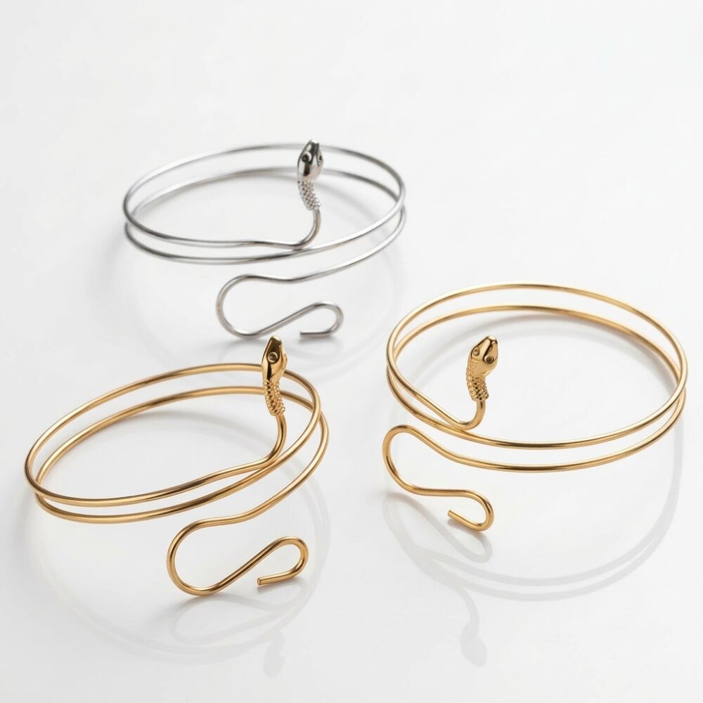 BRAZALETE FANTASIA DORADO Y PLATEADO SNAKE BRAZ48 IAO