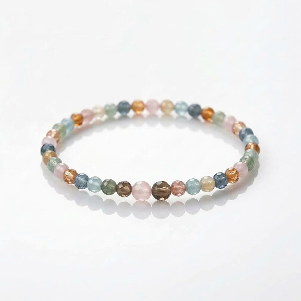 PULSERA ELASTICA BOLITA ACERO CRISTAL APUHILO268 IAO