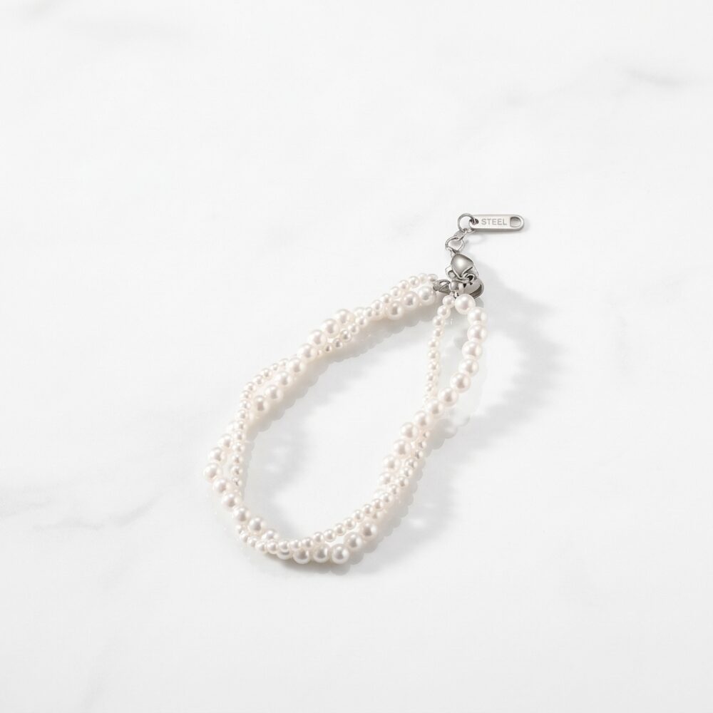 PULSERA TERM ACERO DOBLE PERLA APUHILO227 IAO