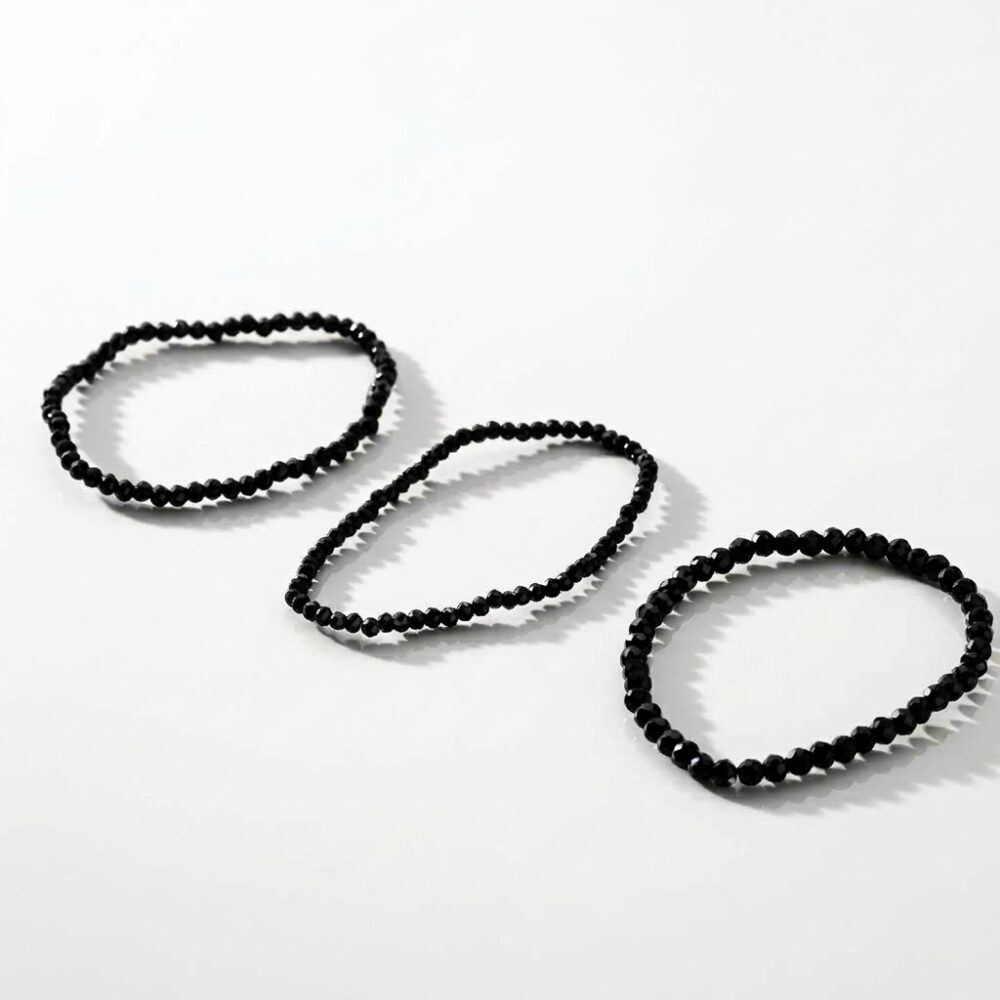 PULSERA ELASTICA 3 TAMAÑOS CRISTAL NEGRO APUHILO248 IAO