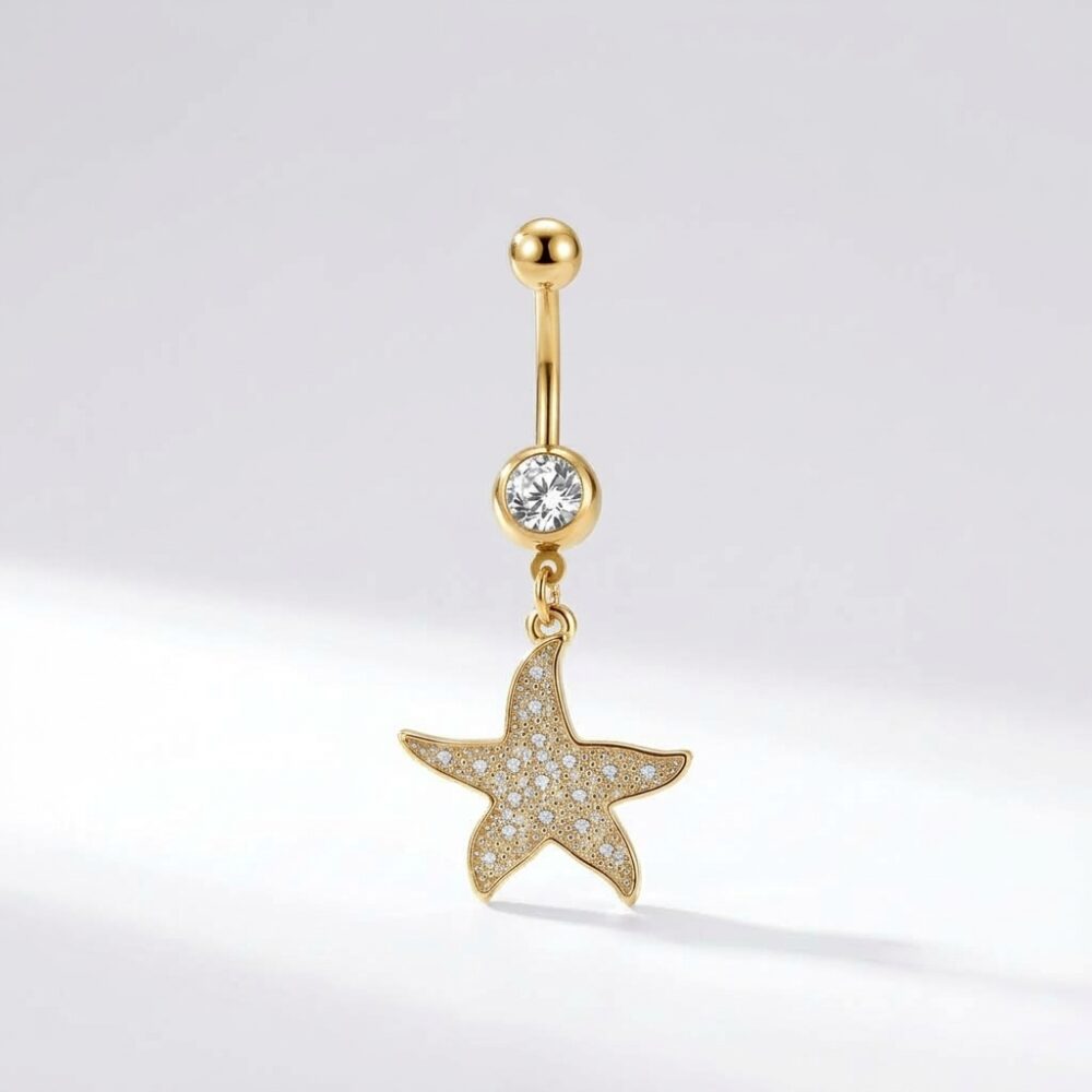 ARO PIERCING ACERO DRD COLGANTE ESTRELLA BP1181D IAO